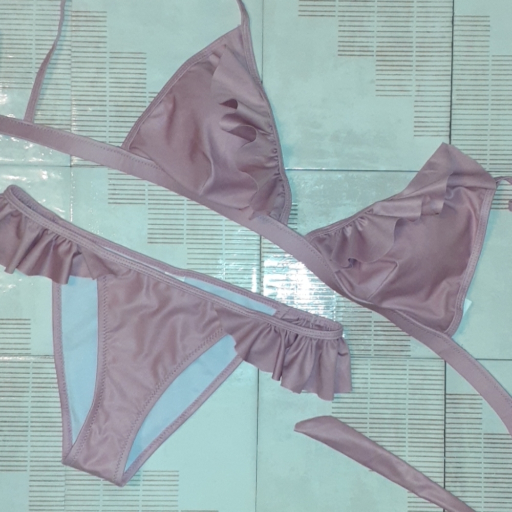 Pink ruffled bikini